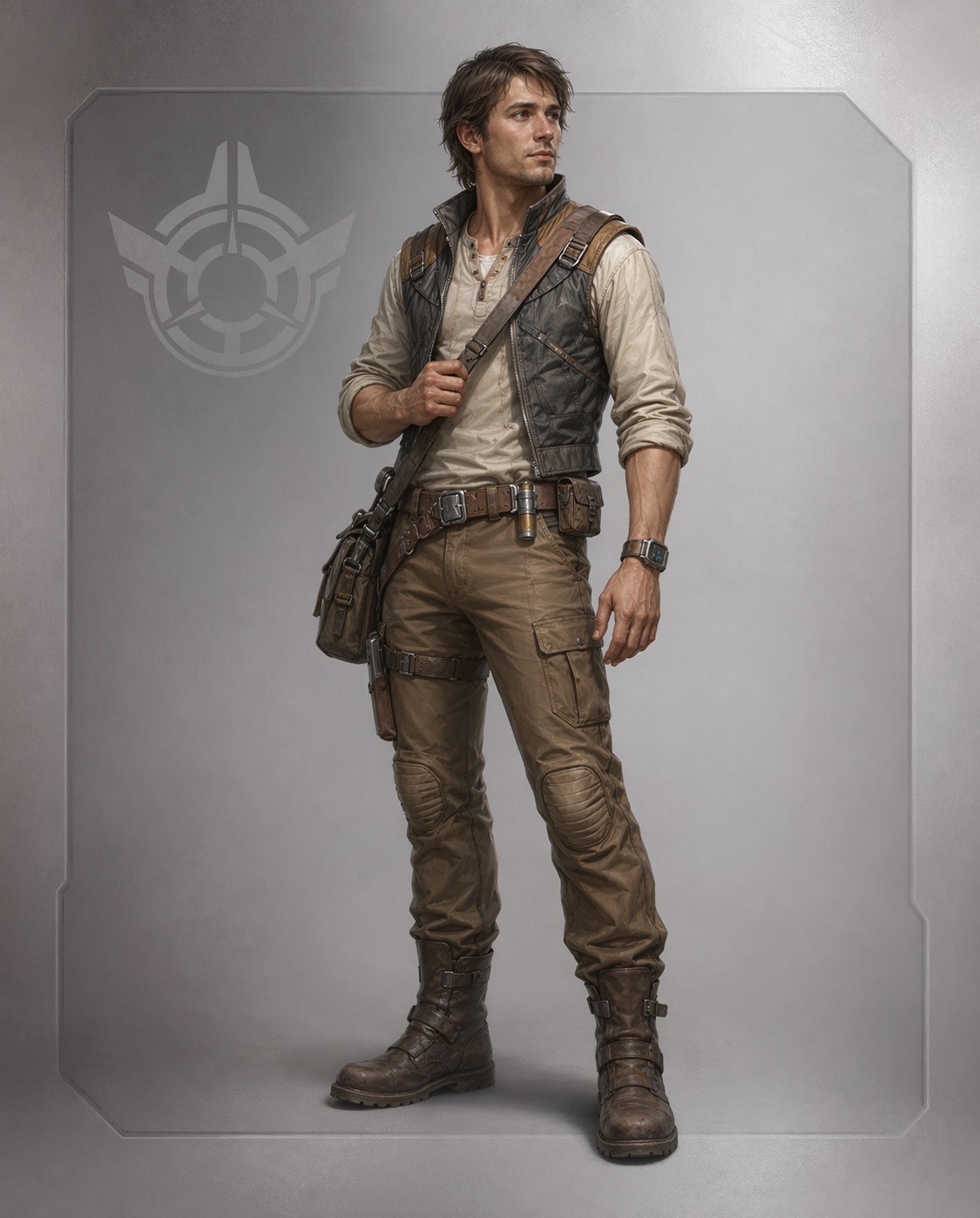 Human species study remix showing a frontier-world explorer in a codex-style presentation